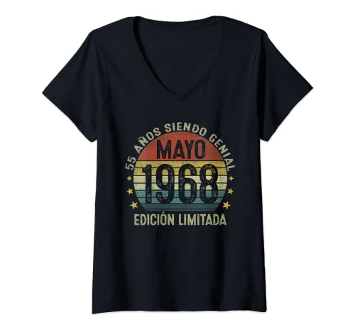 Mujer Regalo 55 Años Cumpleaños Hombre Mujer Hecho En Mayo 1968 Camiseta Cuello V