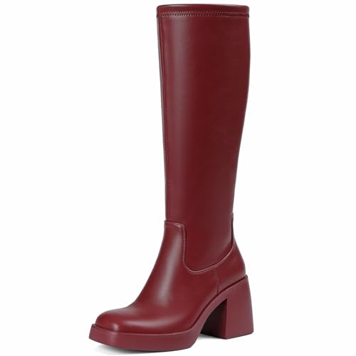 Tscoyuki Square Toe Knee High Boots