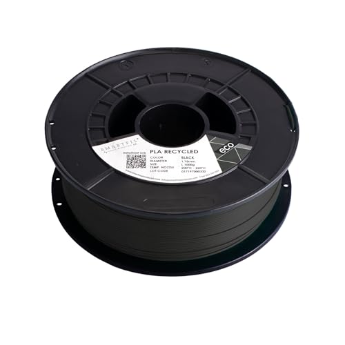 SMARTFIL PLA RECYCLED - Filamento para impresión 3D | Fabricado con PLA reciclado 100% | Peso: 1000g | Diámetro: 1.75 mm | Color: Black