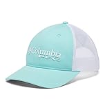 Columbia Unisex PFG Trucker Snap Back, Gulf Stream/White/Stacked Logo, One Size