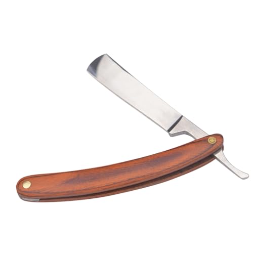 IWOWHERO Wood Handle Razor Manual Vintage Shaver Stainless Steel Old-fashioned Haircut Tool for Men