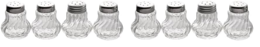 APS Ministreuer, Salz - und Pfefferstreuer, 4er Set Glas- Ministreuer mit Edelstahldeckel für Salz und Pfeffer, 3,5 x 3,5 cm, Höhe 4 cm (Packung mit 2)