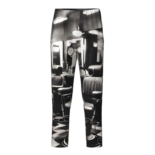 Barber Shop Monochrome Style print Pajama Pants Soft Micro PJ Bottoms Sleepwear Lounge Pants Comfortable Printed Design