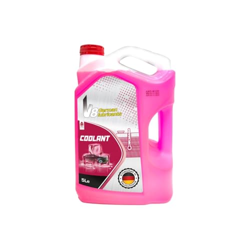 V8 German Lubricant Radiator Coolant Pink (5L) Pre-Mixed Ready-to-Use Long-Life Engine Coolant | Anti-Corrosion & Overheating Protection | Ideal for High-Performance Modern & Classic Vehicles