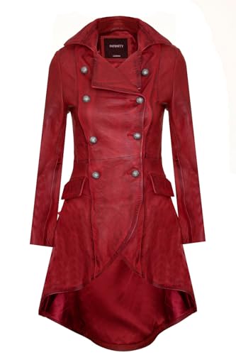 Gothique cuir manteau évasé victorien édouardien pour femmes