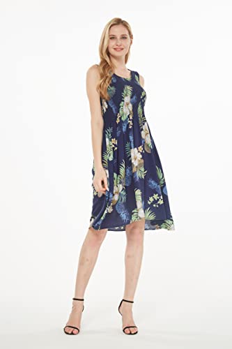 Image of Matchable Family Hawaiian Luau Men Women Girl Boy Clothes in Pineapple Garden Navy