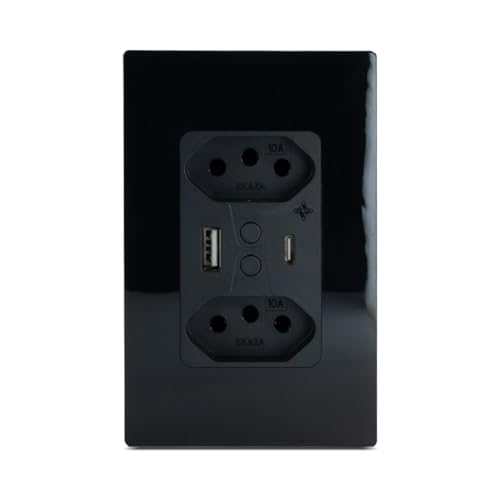 EKAZA Tomada Inteligente 20A com USB Wi-Fi, 1 Botão, Preto, Compatível com Google Home e Alexa - EKA