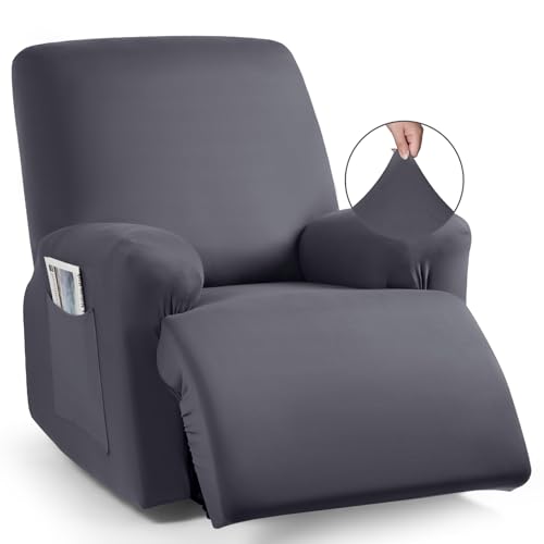 Image of TAOCOCO Recliner Chair Covers 4-Pieces for Oversized Recliner, Stretch Recliner Slipcover for Large Recliners Washable Polyester Soft Fabric Furniture Protector (Oversized Recliner, Dark Gray)