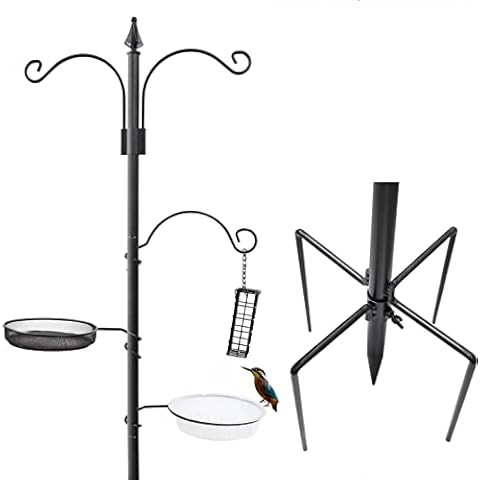 Bird Feeder Poles for Outdoors 190cm,Heavy Duty Bird Feeder Stand for Hummingbird Outside Wild Bird,5-Hook Bird Feeding Station Kits with Sturdy 5-Prong Base,Upgraded Accessories for Durable Use Cover
