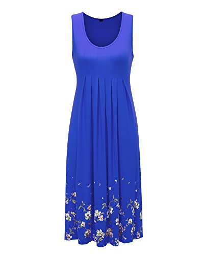 Image of KILIG Women Soft Casual Beach Sundress Floral Pleated Vintage Tank Dress 2026