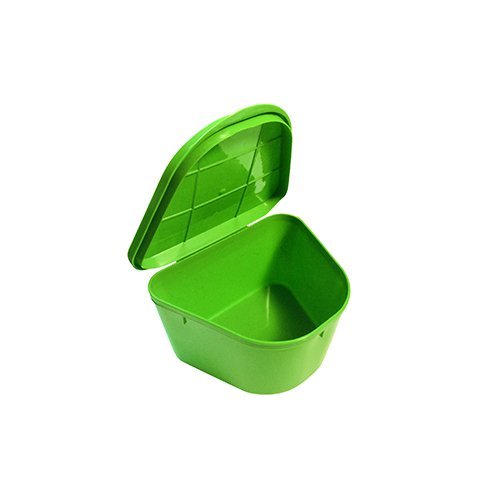 Medegen H980-92 Denture Cup with Hinged Lid, Green, 2" x 4" x 3" Size, Pack of 200