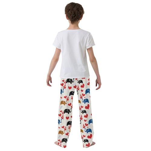 Elephant Sweet Love Boys Long Pants Soft Trousers Elastic Waist Kids Lounge Bottoms with Pockets S-XL3