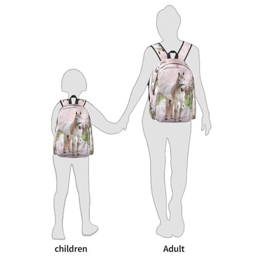 16 inch backpack 3D Animal White Horse Laptop Backpack Full Print School Bookbag Shoulder Bag for Travel Daypack3