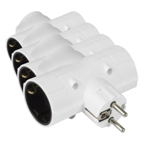 Ladrón de enchufes Schuko horizontal para conectar tres aparatos eléctricos en tu cocina