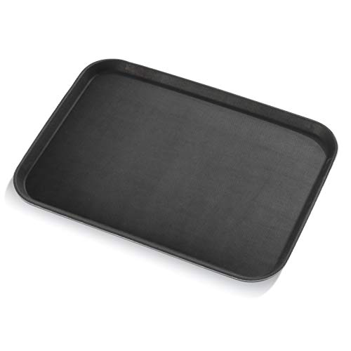 New Star Foodservice 25279 Restaurant Grade Non-Slip Tray, Plastic, Rubber Lined, Rectangular, 16-Inch X 22-Inch, Black #TOP2