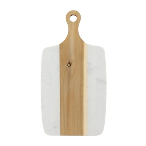 Tabla de cortar rectangular de madera acacia y mármol blanco miniatura 5