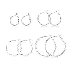 4 Pairs Silver 20mm25mm30mm40mm