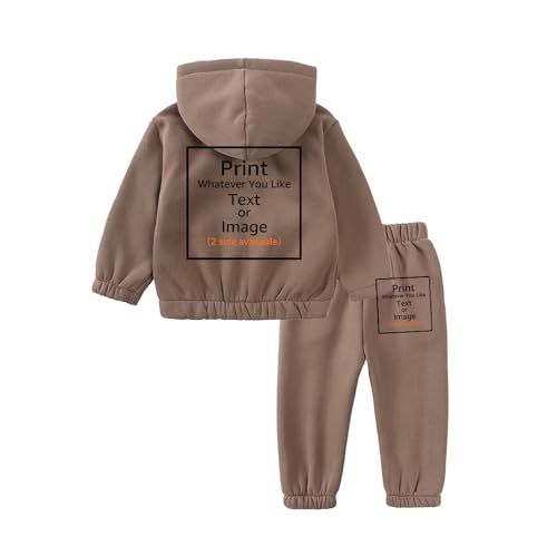MYGBCPJS Boy Girl Custom Fleece Sweat Suit Kids Personalized Long Sleeve Hoodie & Sweatpants Outfits Set Add Own Text Design2