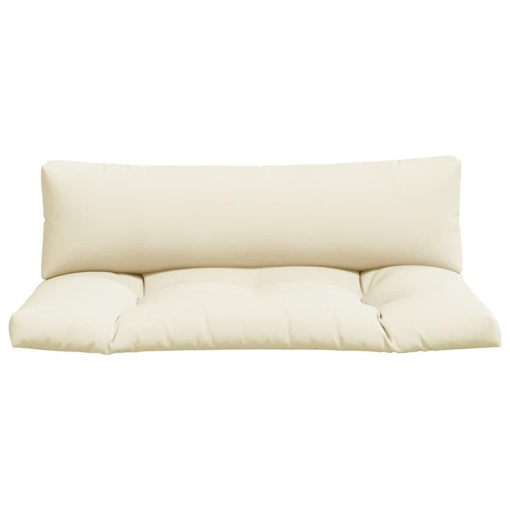 Cuscini per pallet, 2 pezzi, in tessuto crema, 110 x 58 x 10 cm, cuscini per seduta e schienale, imbottiti, impermeabili, morbidi e confortevoli, per esterni, balcone, terrazza, sedia da