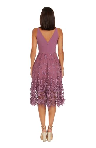 Image of Dress the Population Women's Darleen Sleeveless Plunging Neckline Fit and Flare Midi Dress