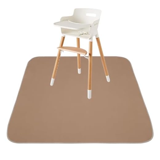 Baby Splat Mat for Under High Chair/Arts/Crafts, Triluby 51" Waterproof Non Slip Food Splash Mat for Eating Mess, Washable Weaning Mat Reusable Spill Floor Protector (Brown)