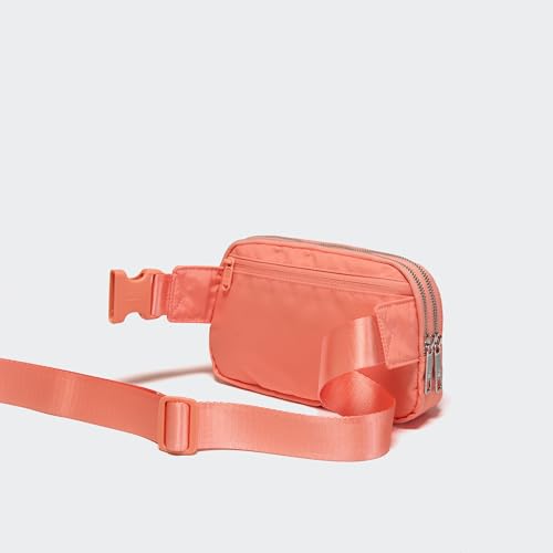 Image of Pander Everywhere Belt Bag for Women, 5 Zipper Pockets Nylon Crossbody Fanny Pack Purse (Dark Salmon).