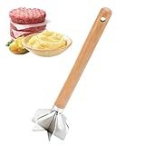 Rukjmqi Triturador De Carne Picada - Picador De Alimentos Con Mango De Madera,Machacador para Hamburguesas Eficiente - Para Cocina Restaurante Carne Vegetales Pollo Hamburguesas