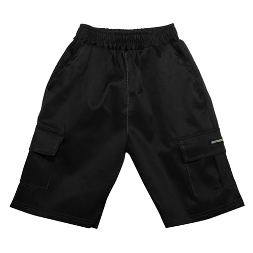 Boys Youth Cargo Shorts Fashion Elastic Waist Pull On Pants with Pockets Athletic Workout Thin Summer Short Pant