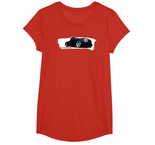 OBS Mamalona Trokiando on Big Wheels Lowered Paint Effect T-Shirt, Girls, Red, Large