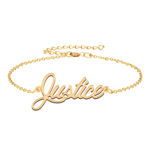 GR859C Justice Custom Name Bracelets for Women Mom Personalized Gold Plated Jewelry Wedding Christmas Gift Stainless Steel Anklet