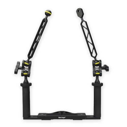 Sea frogs Aluminium Tray/Grip for Underwater Camera Housings, Bracket with 1 inch Ball Clamp and 1 inch Ball Arm