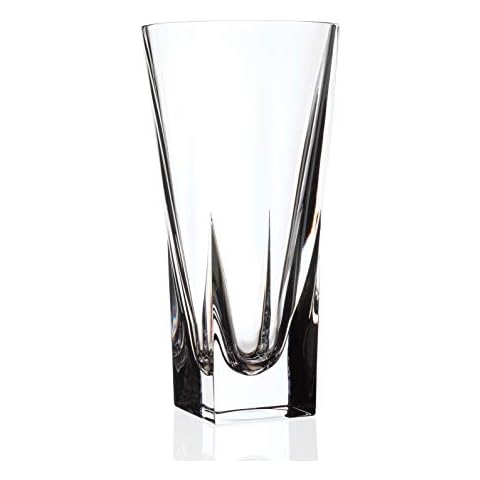 Barski Vase - Square Bottom - Round Opening Glass Vase - for Flowers - Roses - Glass Crystal - 10" H Made in Europe Cover