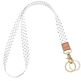 Knagsfa Lanyards for Keys, Neck Lanyards for ID Badges with Metal Hook, Cute Lanyard Keychain for Women, White Polka Dots
