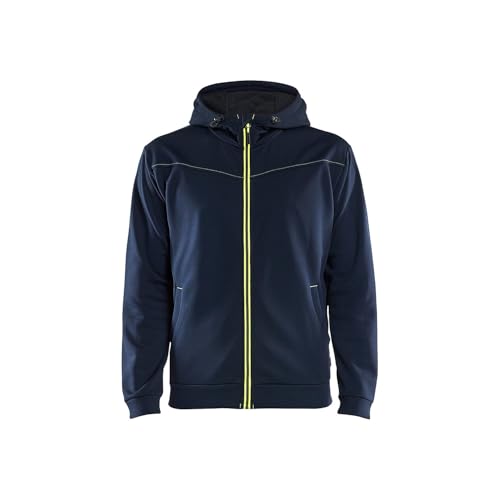 Sweat de travail zippé à capuche Blaklader 3363 bleu marine et jaune taille XS