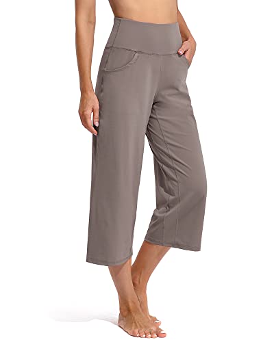 Image of Promover 14 inch /21 inch /23 inch /25 inch Inseam Capri Pants for Women Wide Leg Yoga Cropped Pants with Pockets Loose Casual Summer Pant