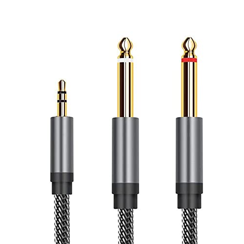 YHYCC 3.5mm 1/8" TRS Cable Male to 2X 6.35mm 1/4" TS Male Mono Stereo Y-Cable Splitter Compatible for Smartphone, Home Stereo Systems,Laptop,Amplifier,CD Player, Multimedia Speaker ect (3M)