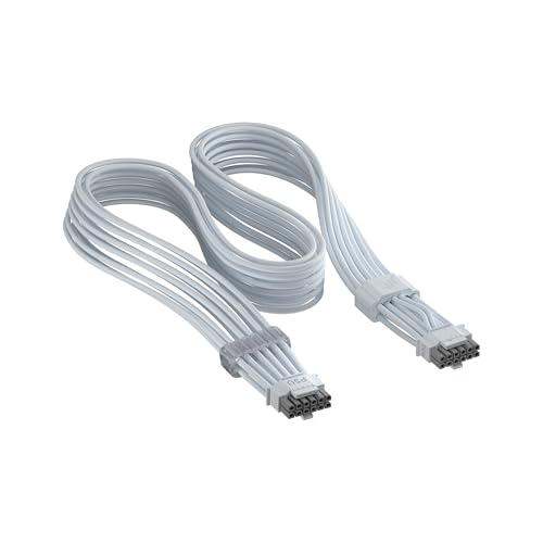 Corsair ThermalProtect PCIe 5.1 600W 12V-2x6 Cable Built-in Over Temperature Protection (OTP) Compatible with PSUs with a 12V-2x6 Connection White