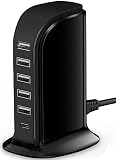 Wolee USB C Ladegerät, USB Ladegerät Mehrfach, USB C Adapter mit 1 USB-C Port 3A, iPhone Ladegerät mit 5 USB-A Port(Geteilt 6A), 40W USB C Netzteil Stecker Ladestation, Reise Büro Home Gadgets Zubehör