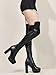 NueiVeiuo Ladies Boots Thigh High Platform Panelled Over the Knee Boots Chunky Heel Side Zipper Black-PU Size 39