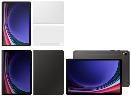 Image of Samsung Galaxy Tab S9 RAM 8 GB, ROM 128 GB, Wi-Fi Tablet, Gray with S9 Screen Protector, Transparent & S9 Book Cover Keyboard, Black & S9 Privacy Screen, Black & S9 Smart Book Cover, White