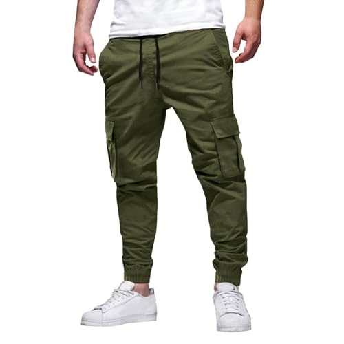 Men's Cargo Pants Casual Elastic Waist Drawstring Leggings Soft Comfy Stretch Fashion Slim Fit Lounge Hiking Outfits