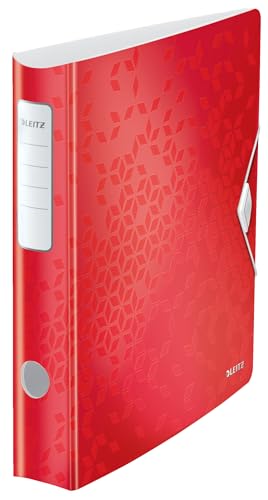 Leitz Qualitäts-Ordner 180 Active WOW A4 Schmal abgerundeter Rücken 6 5 cm breit Gummibandverschluss wasser- und schmutzabweisendes Polyfoam mit Innentaschen WOW Serie Rot 11070026