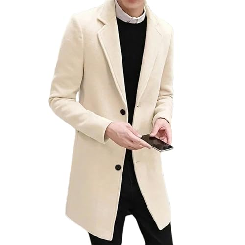 Manteau long en laine blanc pour homme coupe slim M