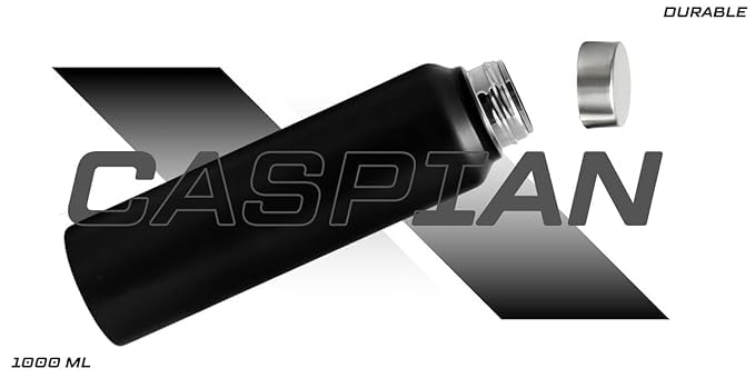 Image of CASPIAN / / / Asta Customised Stainless Steel Water Bottle 1L, Religious Symbol Print with Name - Spiritual Personalised Bottle for Temple, Office, Yoga & Corporate Gifting (Black)