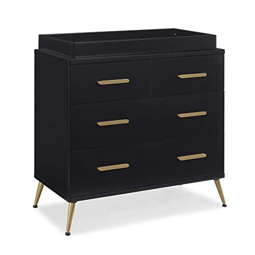 Delta Children Sloane 4 Drawer Dresser With Changing Top, Greenguard Gold Certified, Black/Melted Bronze #TOP7