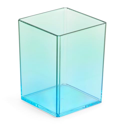 Miquelrius - Portapenne 75 x 101 x 75 mm, portamatite per ufficio, scrivania o studio, contenitore per accessori e organizer, polistirene, sfumato Blu/Verde