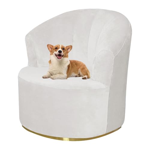 Funda para silla de barril en terciopelo elástico de alta gama color blanco puro 2