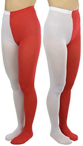 Image of ToBeInStyle Women's Two Toned Vibrant Jester Contrast Opaque Multicolored Tights