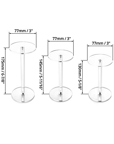 Qwork Round Acrylic Display Stand, Premium Clear Round Riser Stands, Set Of 3 #TOP5