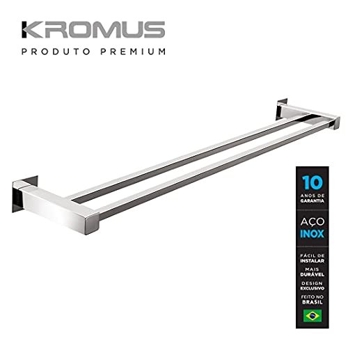 Toalheiro Duplo 50 Cm Inox - Kromus QD0411-50